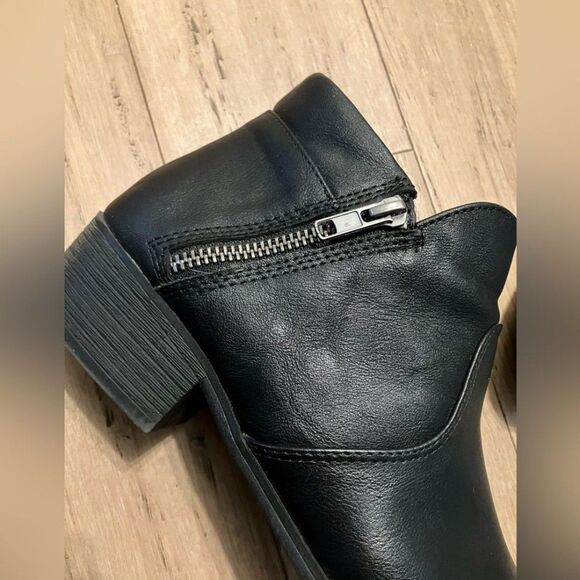 Sun+Stone black leather double zip ankle boots women size 8 - Picture 3 of 8